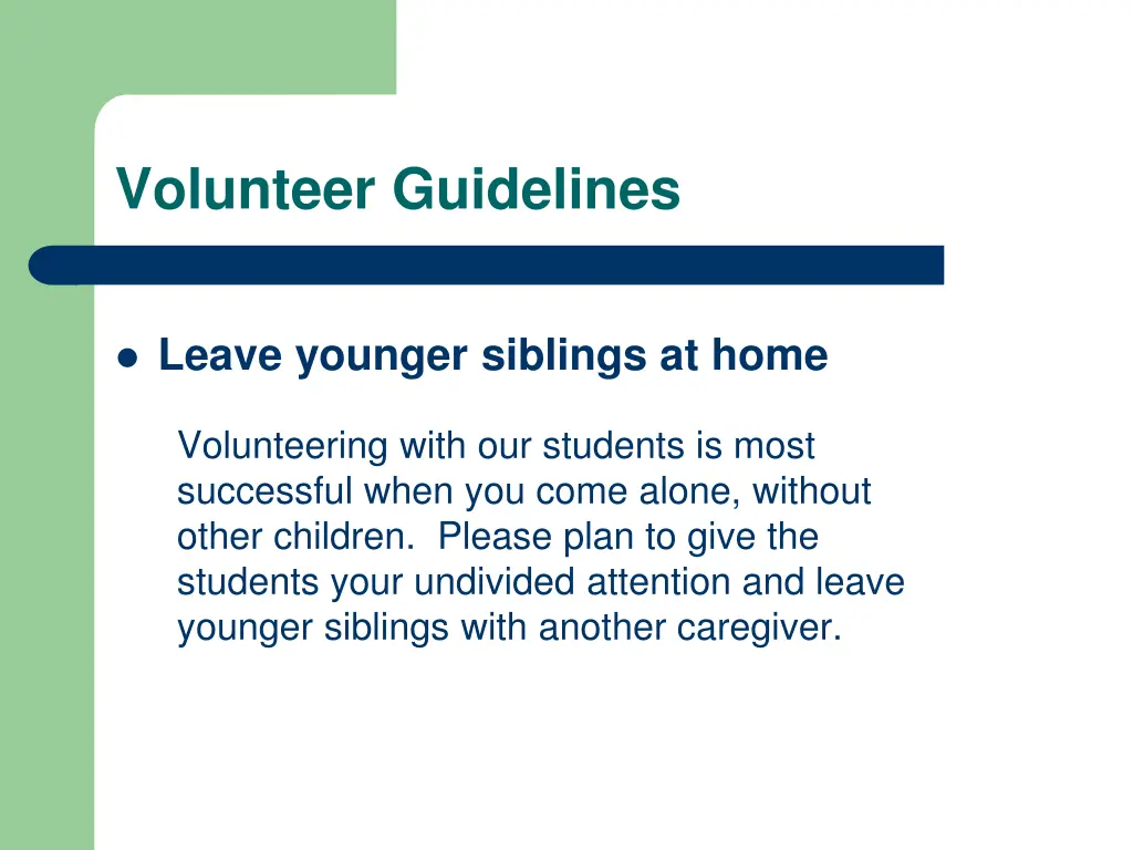 volunteer guidelines
