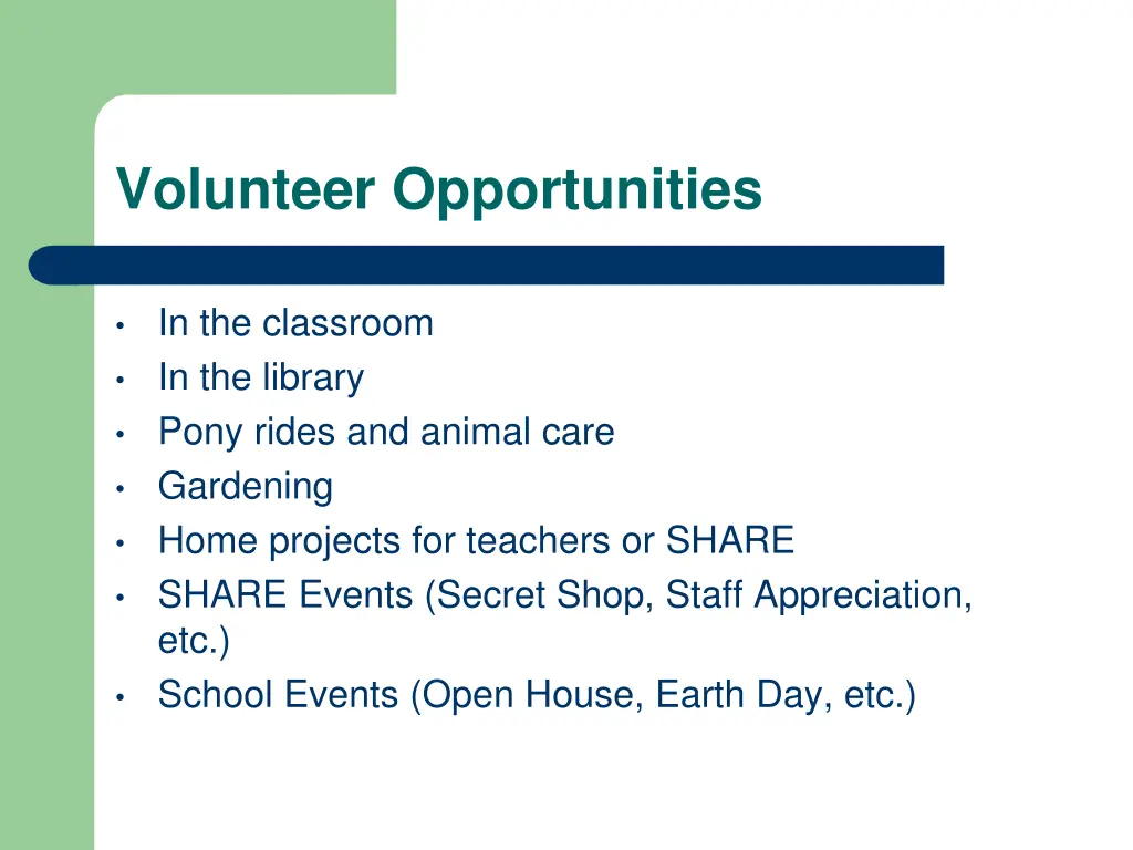 volunteer opportunities