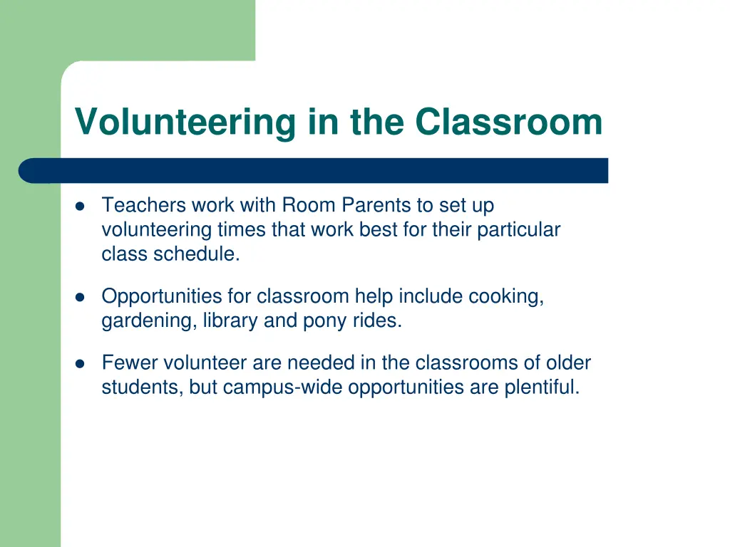 volunteering in the classroom