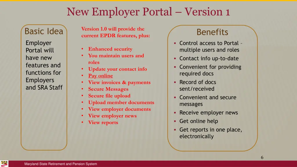 new employer portal version 1