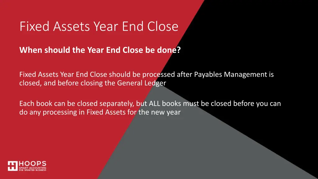 fixed assets year end close