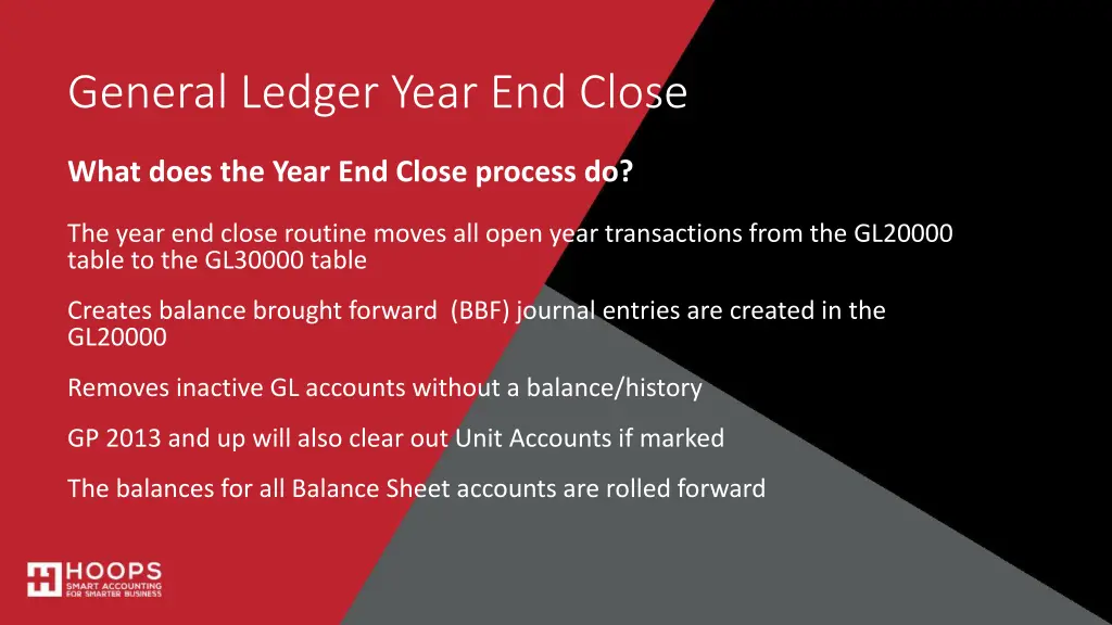 general ledger year end close 1