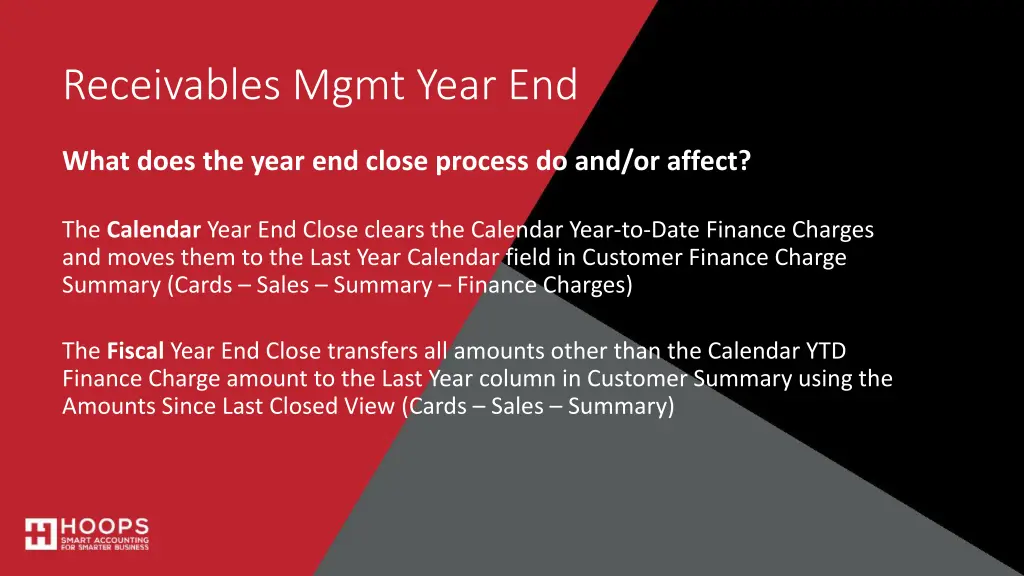 receivables mgmt year end 1