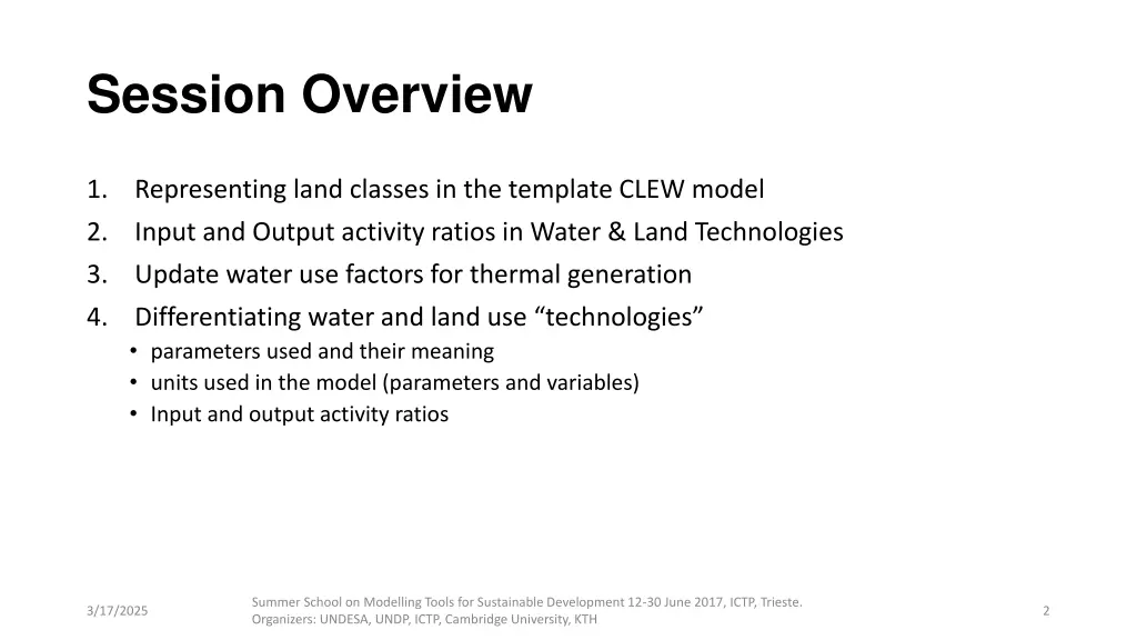 session overview