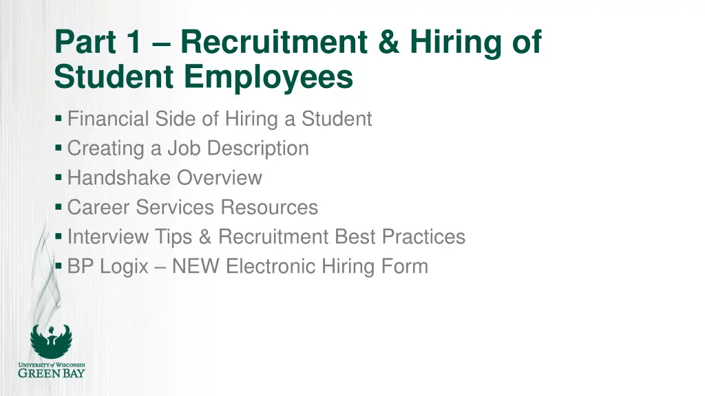 part 1 recruitment hiring of student employees