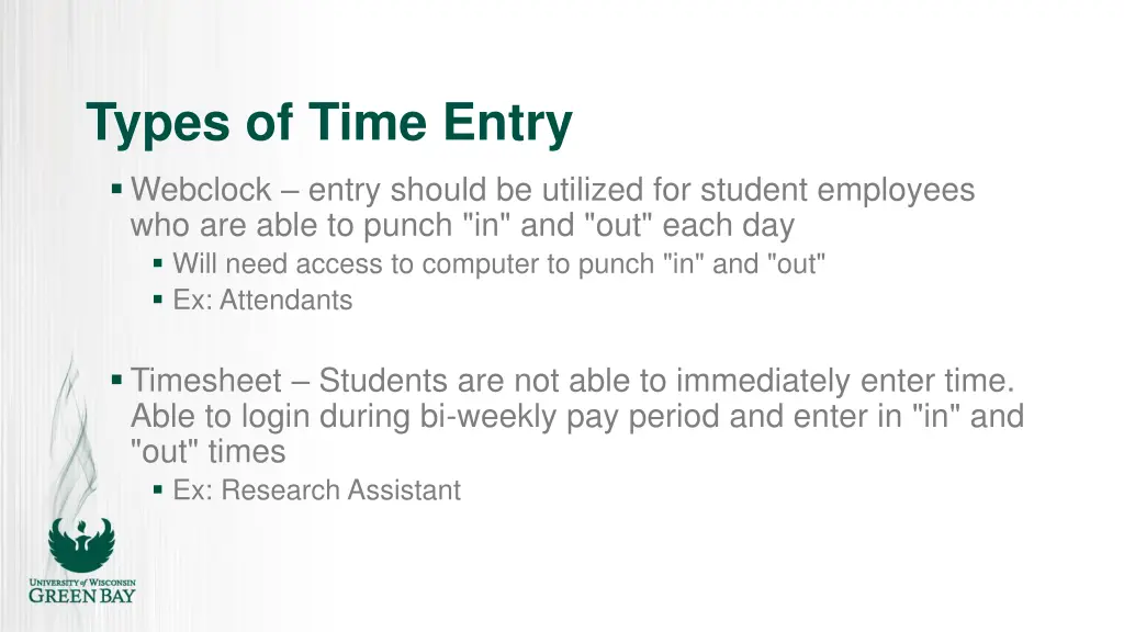 types of time entry