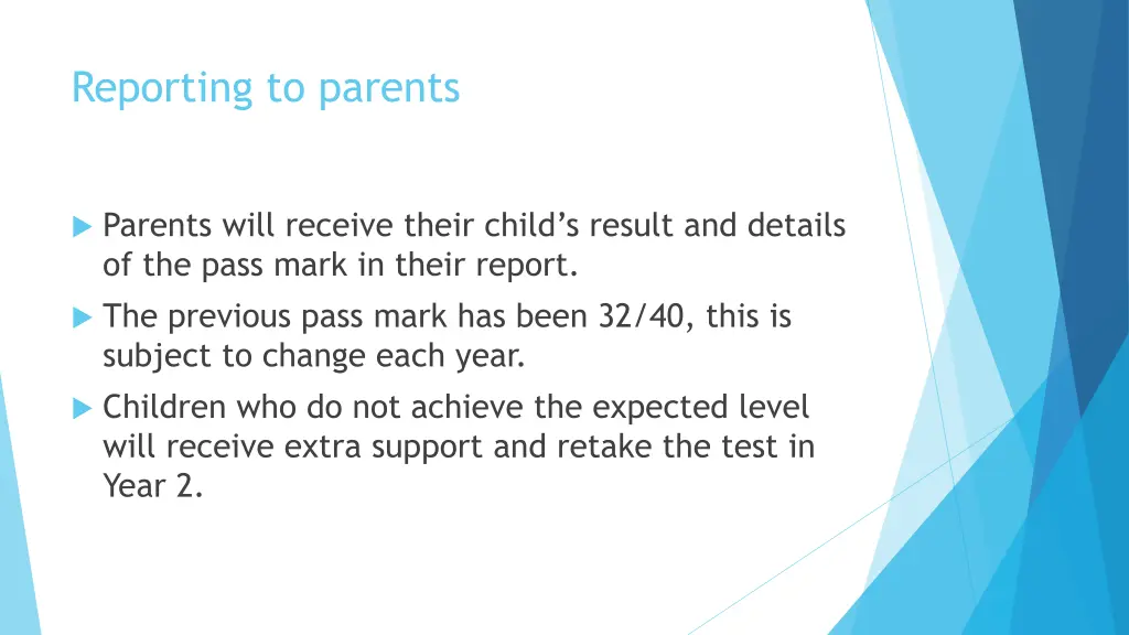 reporting to parents