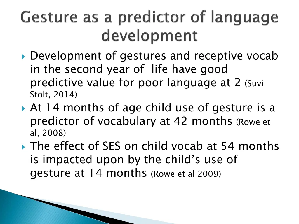 development of gestures and receptive vocab