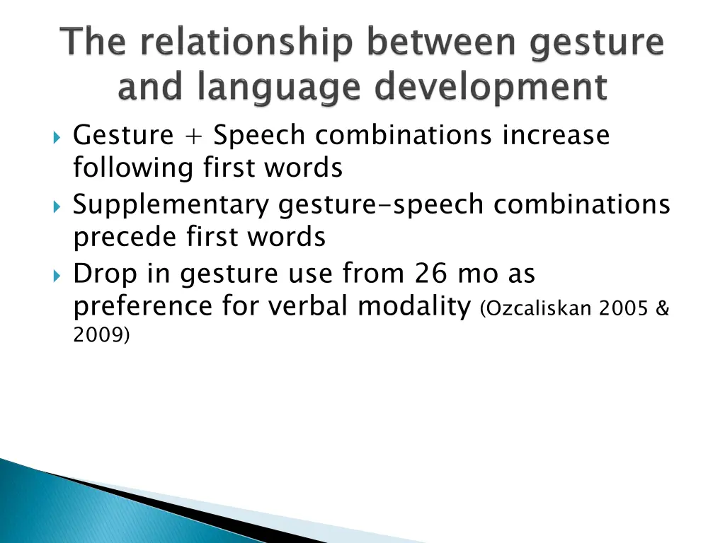 gesture speech combinations increase following