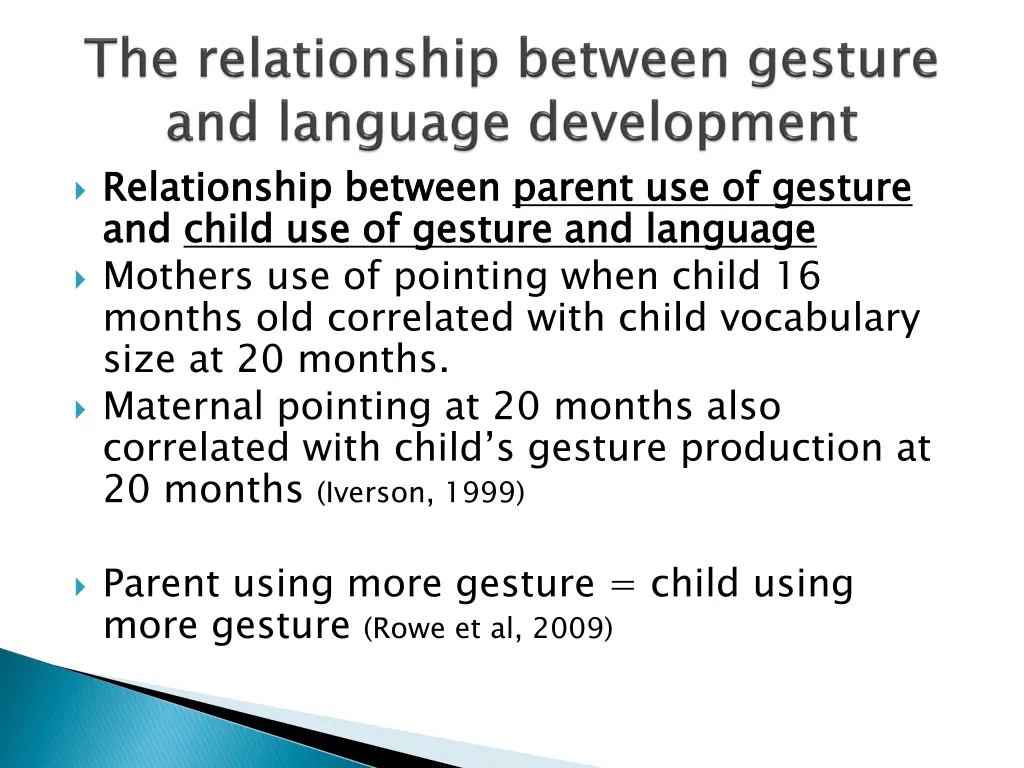relationship between and mothers use of pointing