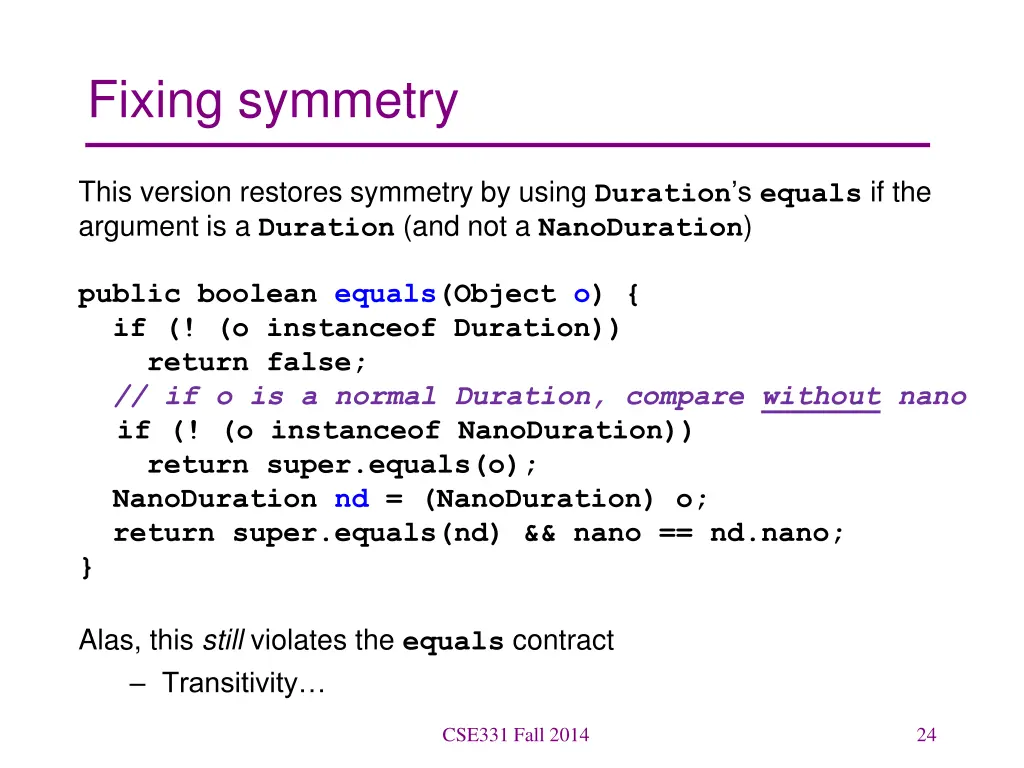 fixing symmetry