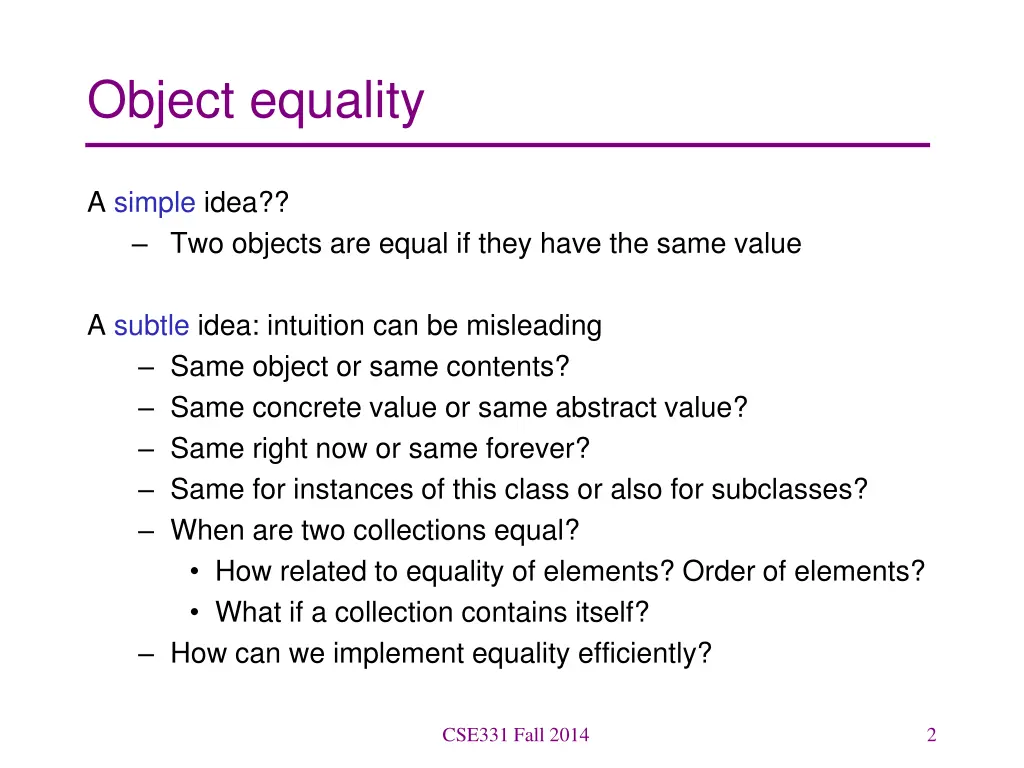 object equality