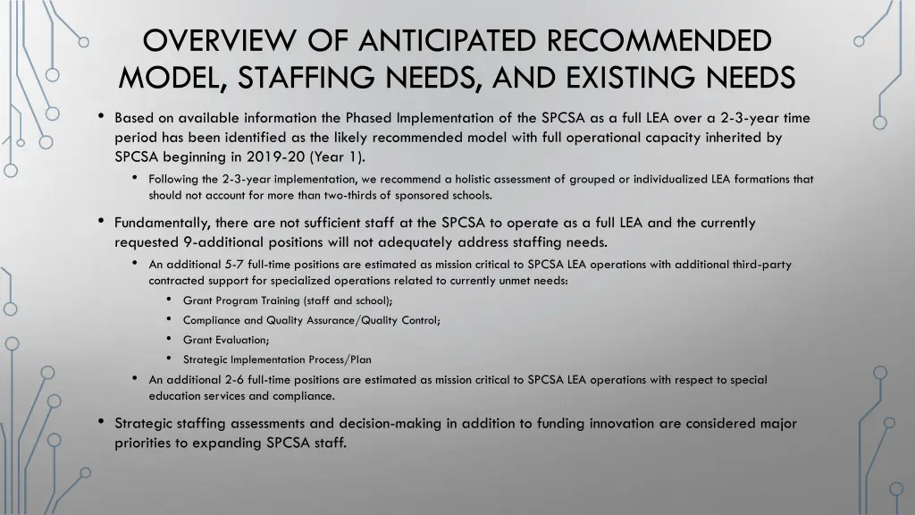 overview of anticipated recommended model