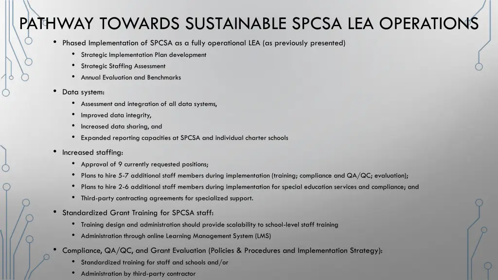 pathway towards sustainable spcsa lea operations