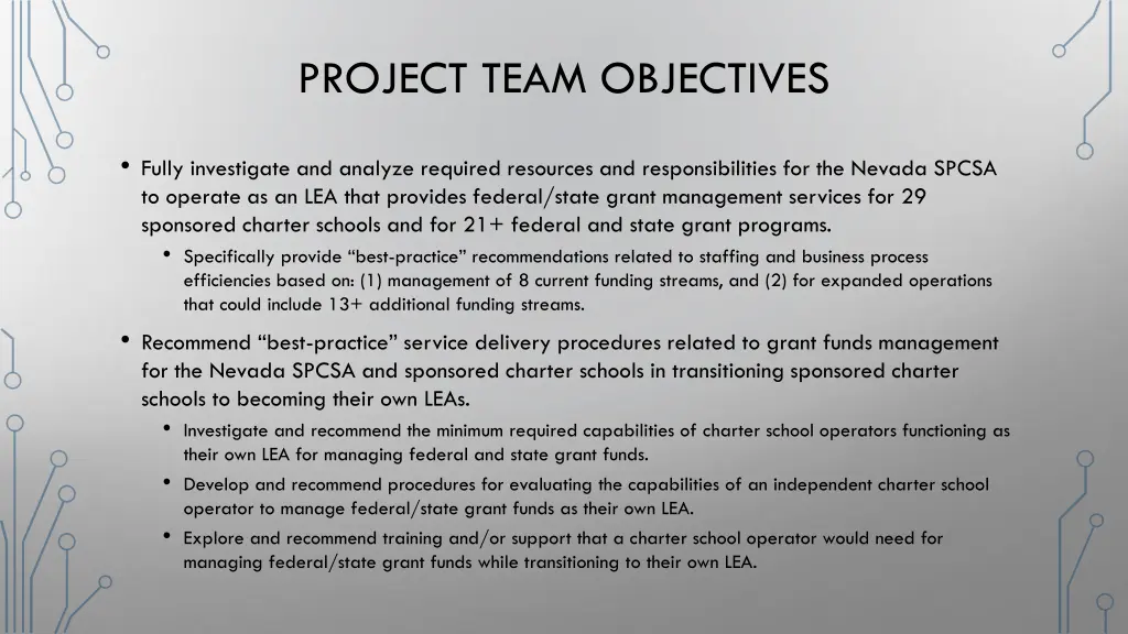 project team objectives