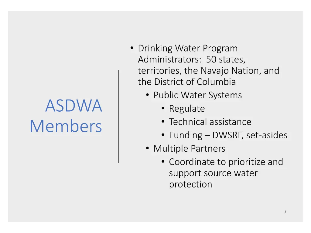drinking water program administrators 50 states