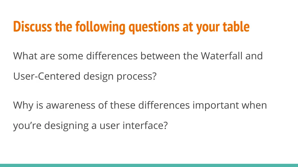 discuss the following questions at your table