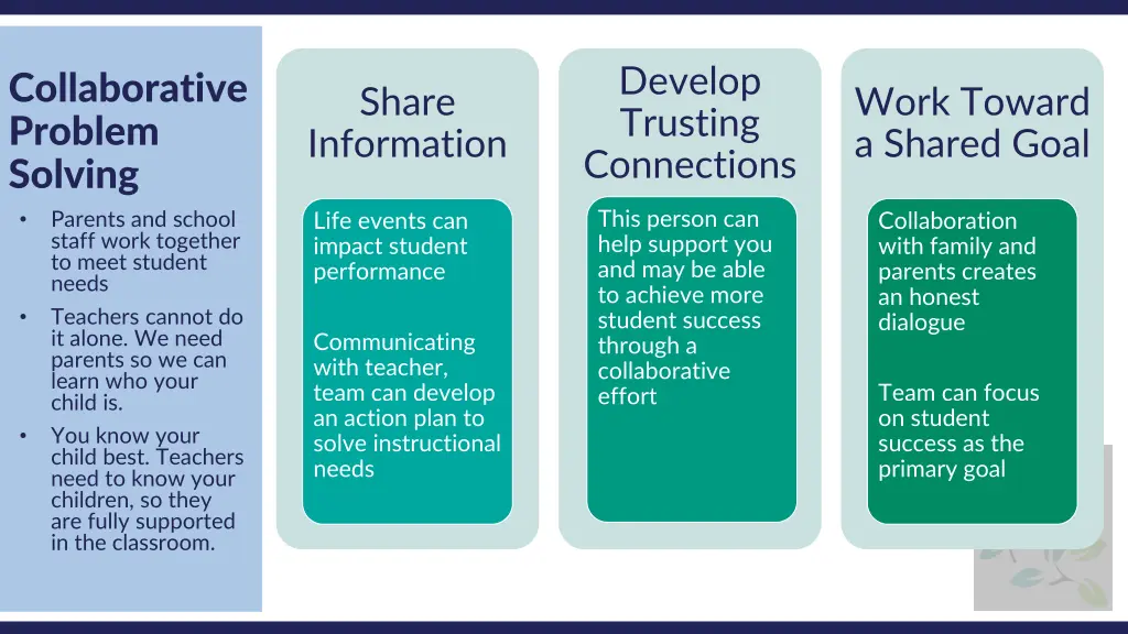 develop trusting connections