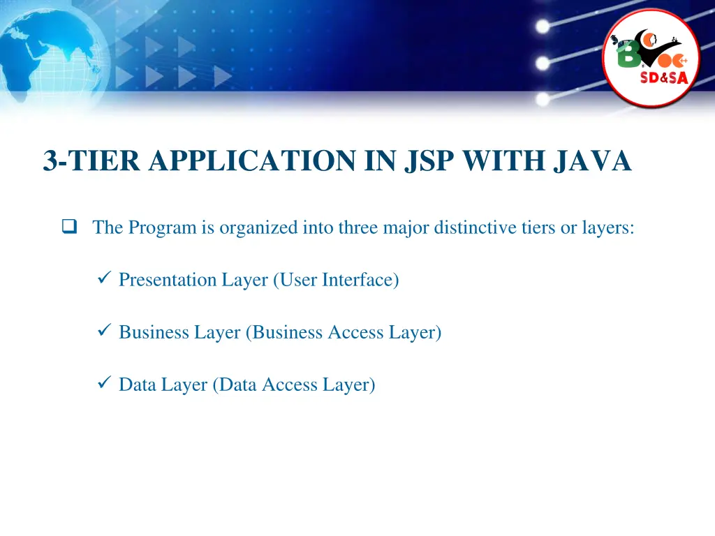 3 tier application in jsp with java