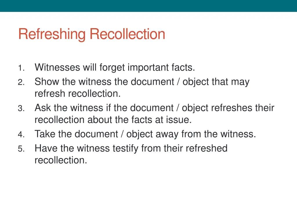 refreshing recollection