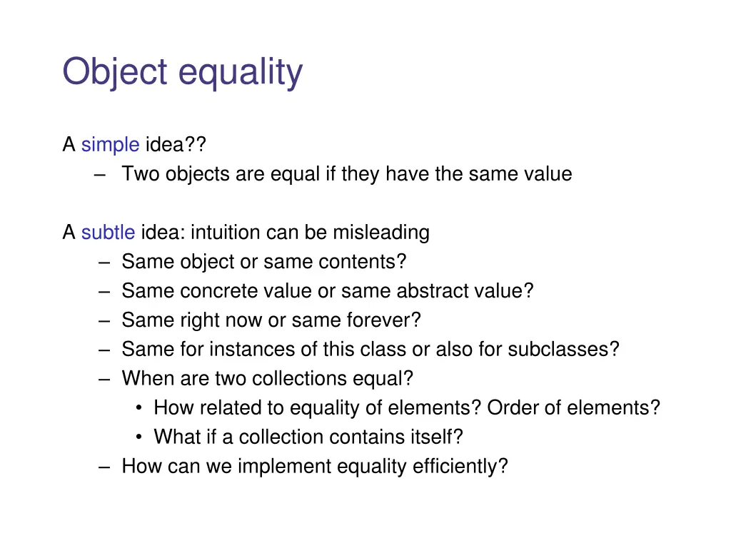 object equality