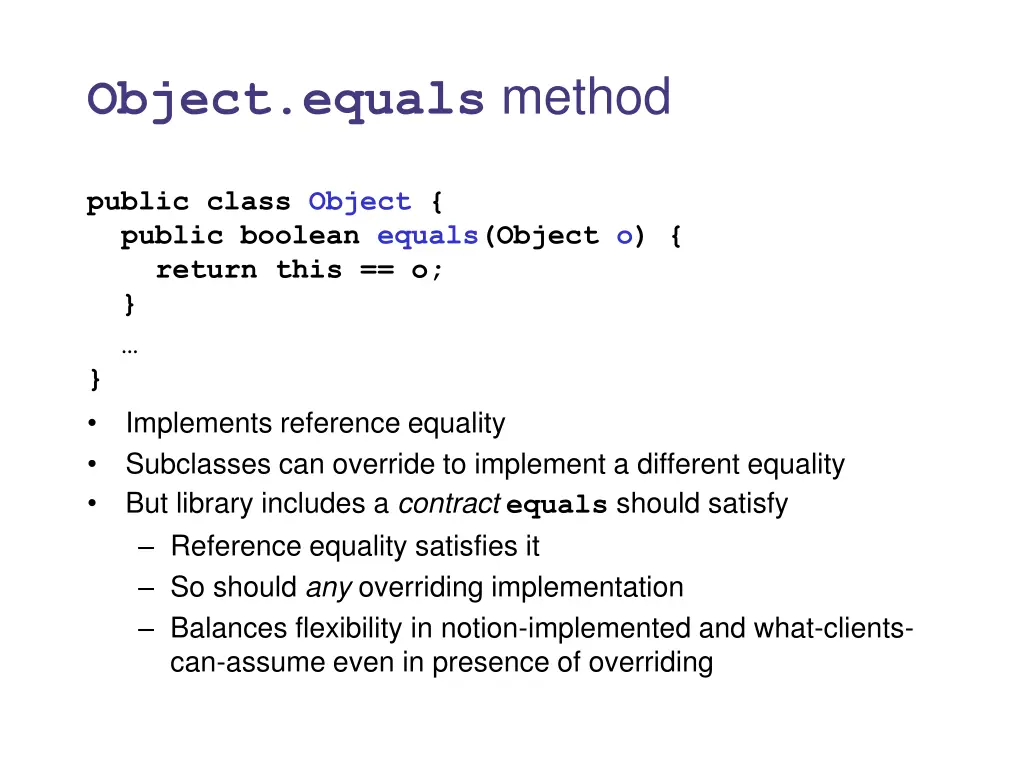 object equals method