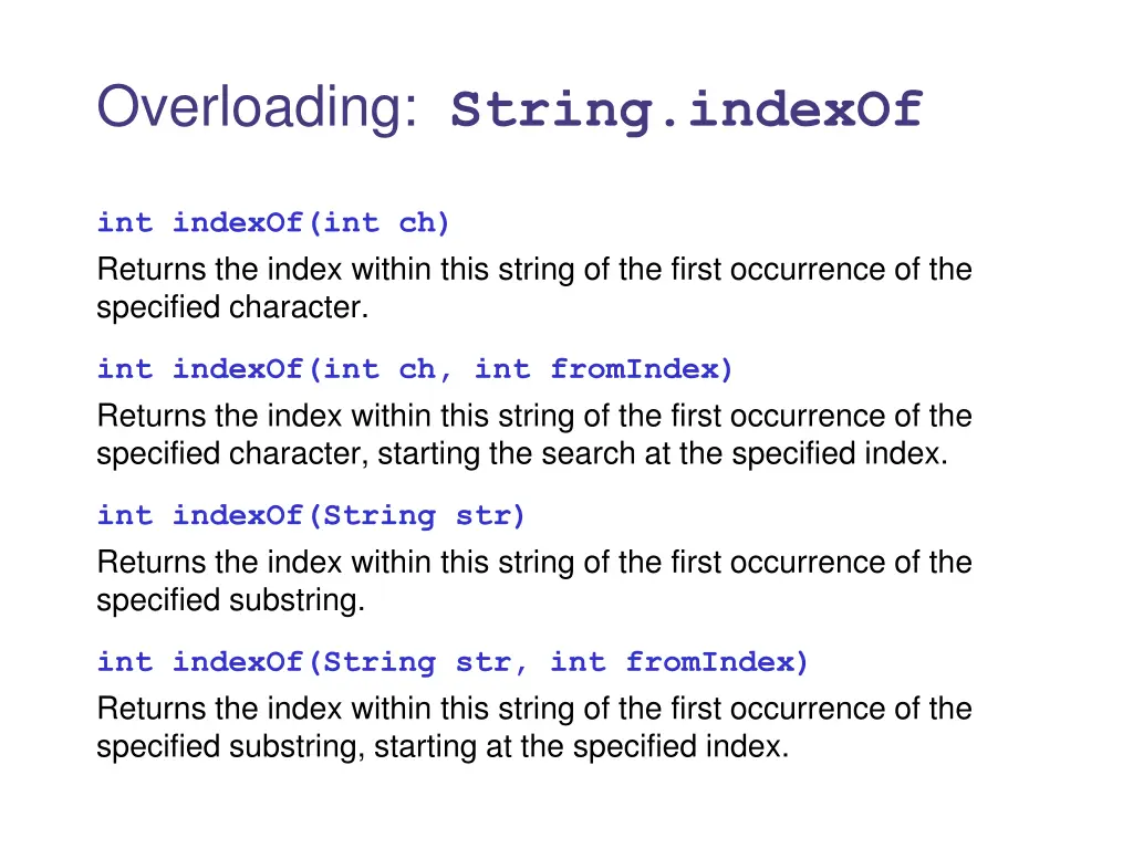 overloading string indexof