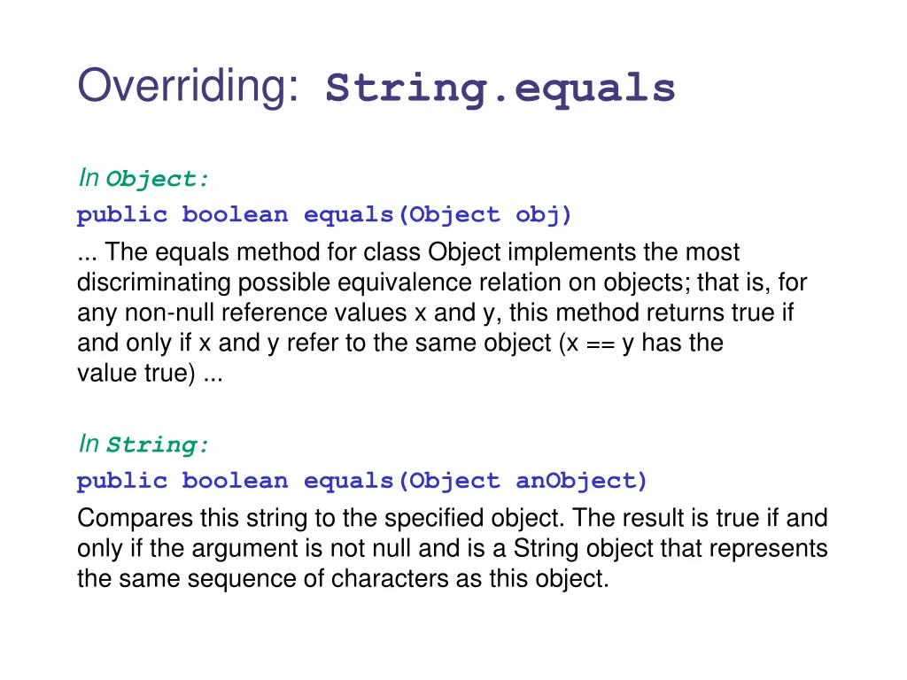 overriding string equals