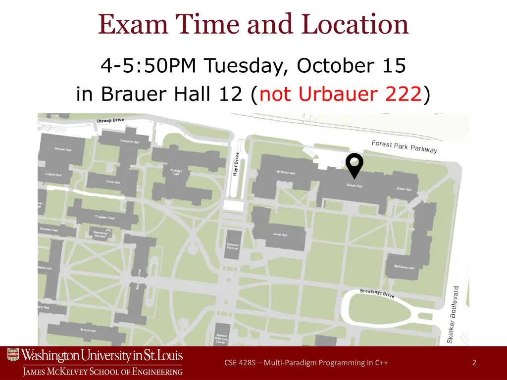 exam time and location