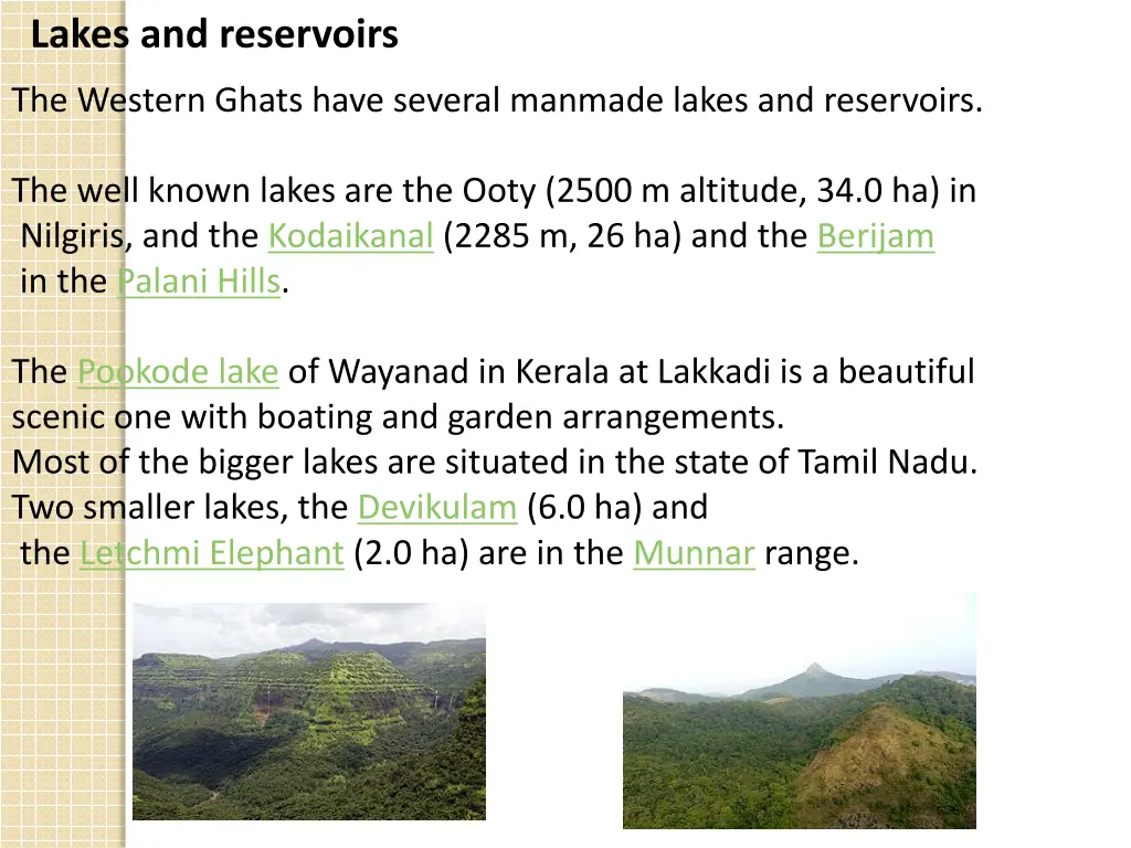 lakes and reservoirs