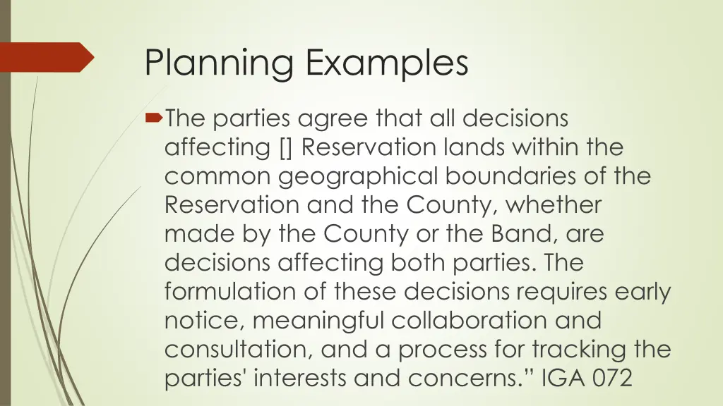 planning examples