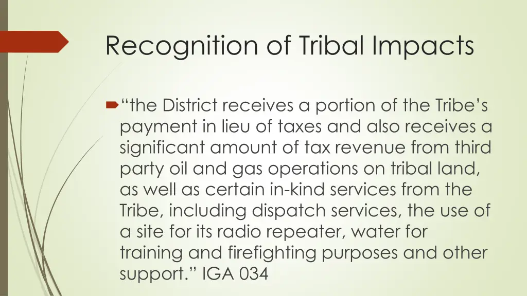 recognition of tribal impacts