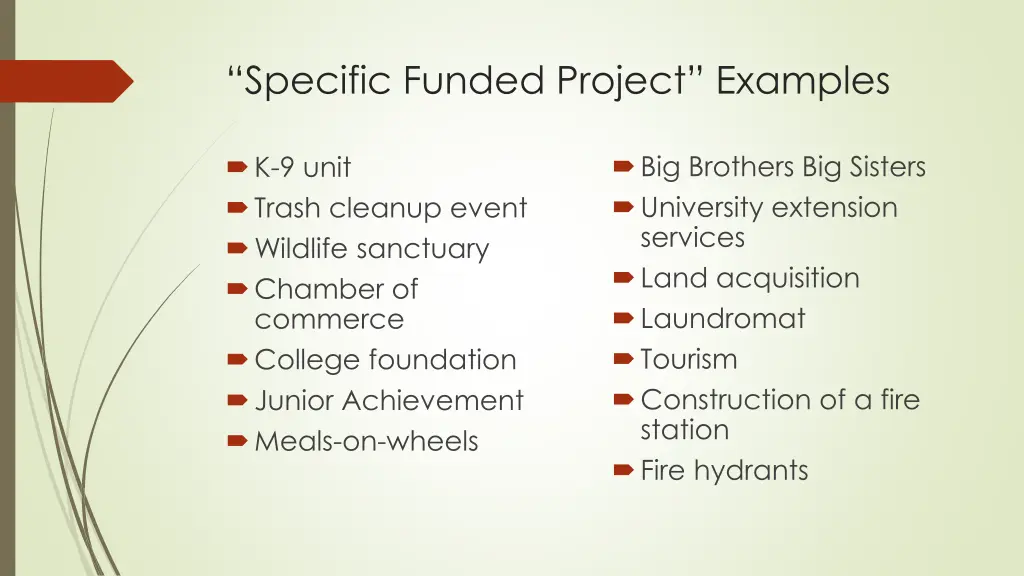 specific funded project examples