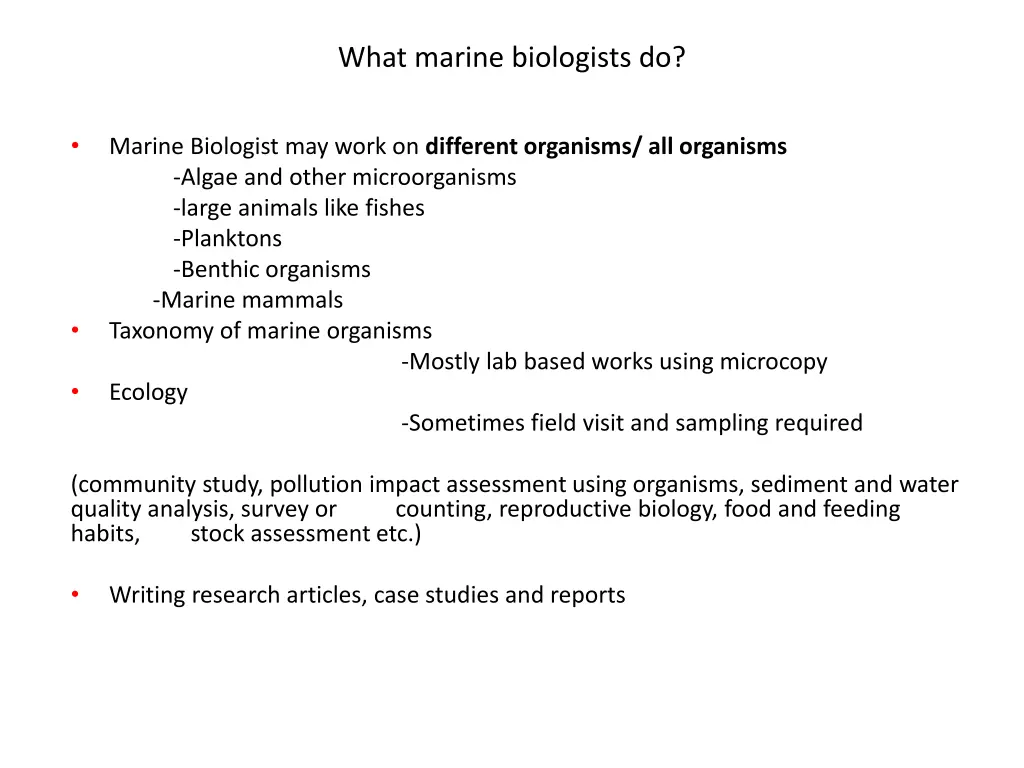 what marine biologists do