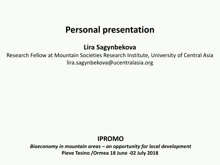 personal presentation