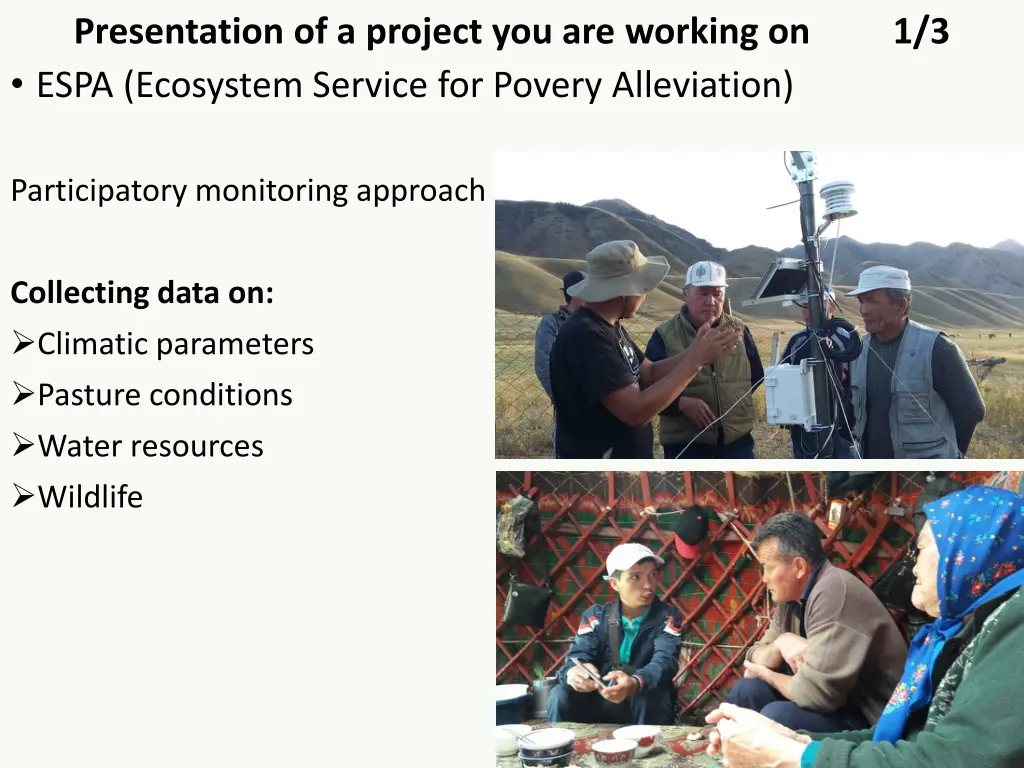 presentation of a project you are working on espa