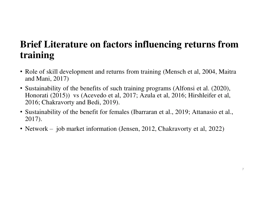 brief literature on factors influencing returns 1
