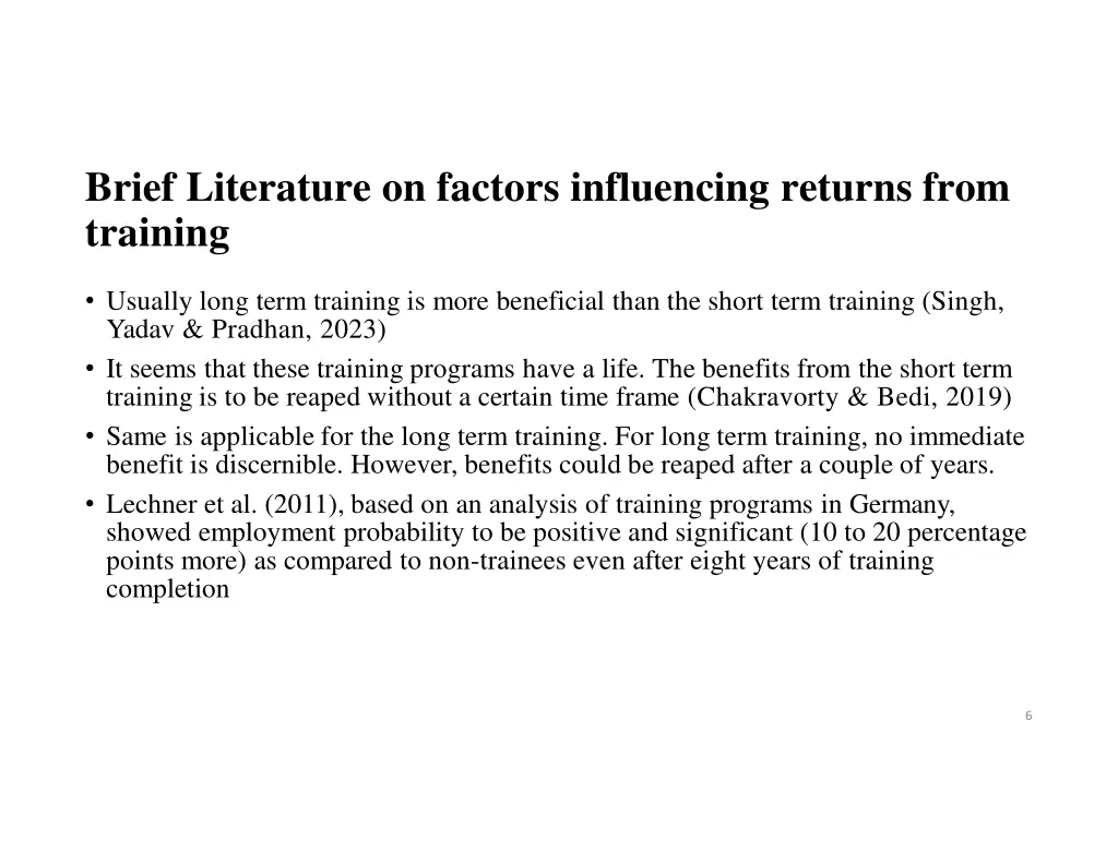 brief literature on factors influencing returns