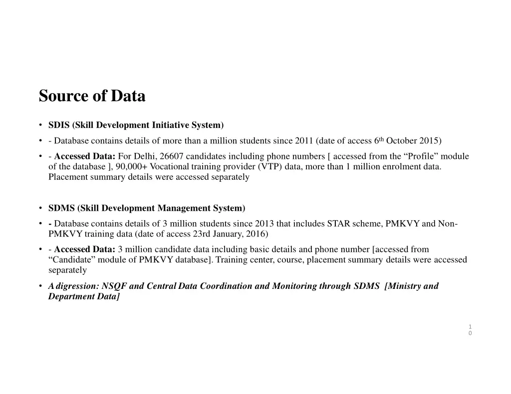 source of data