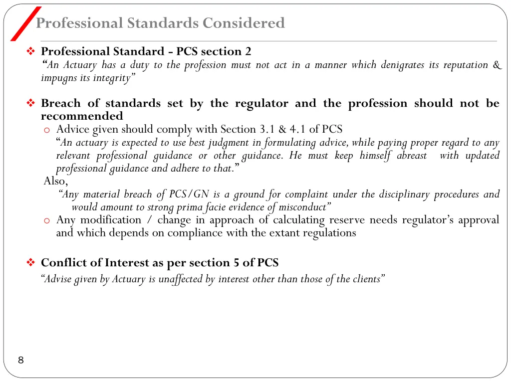 professional standards considered