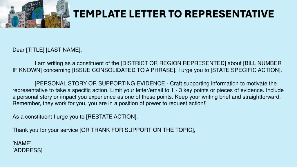 template letter to representative