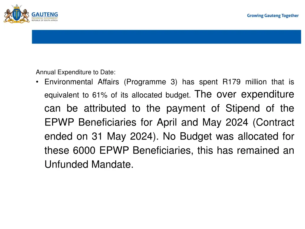 brief summary of the under over expenditure 1