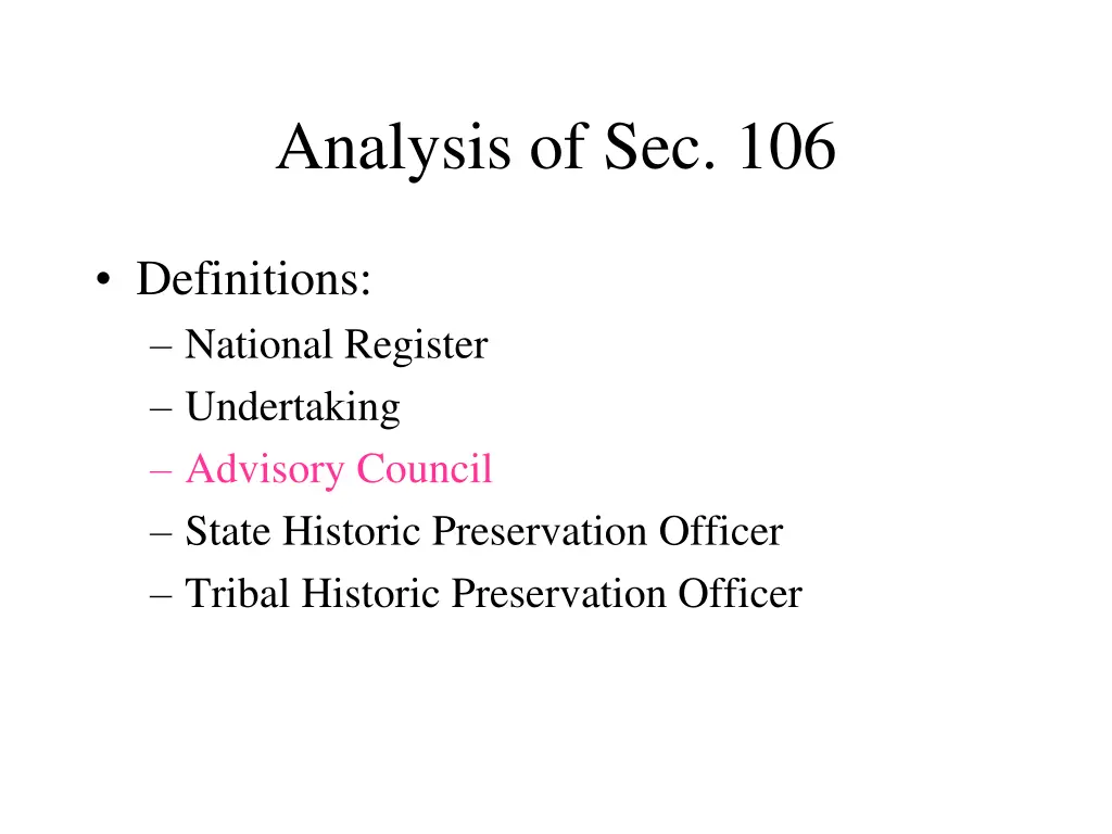 analysis of sec 106 1