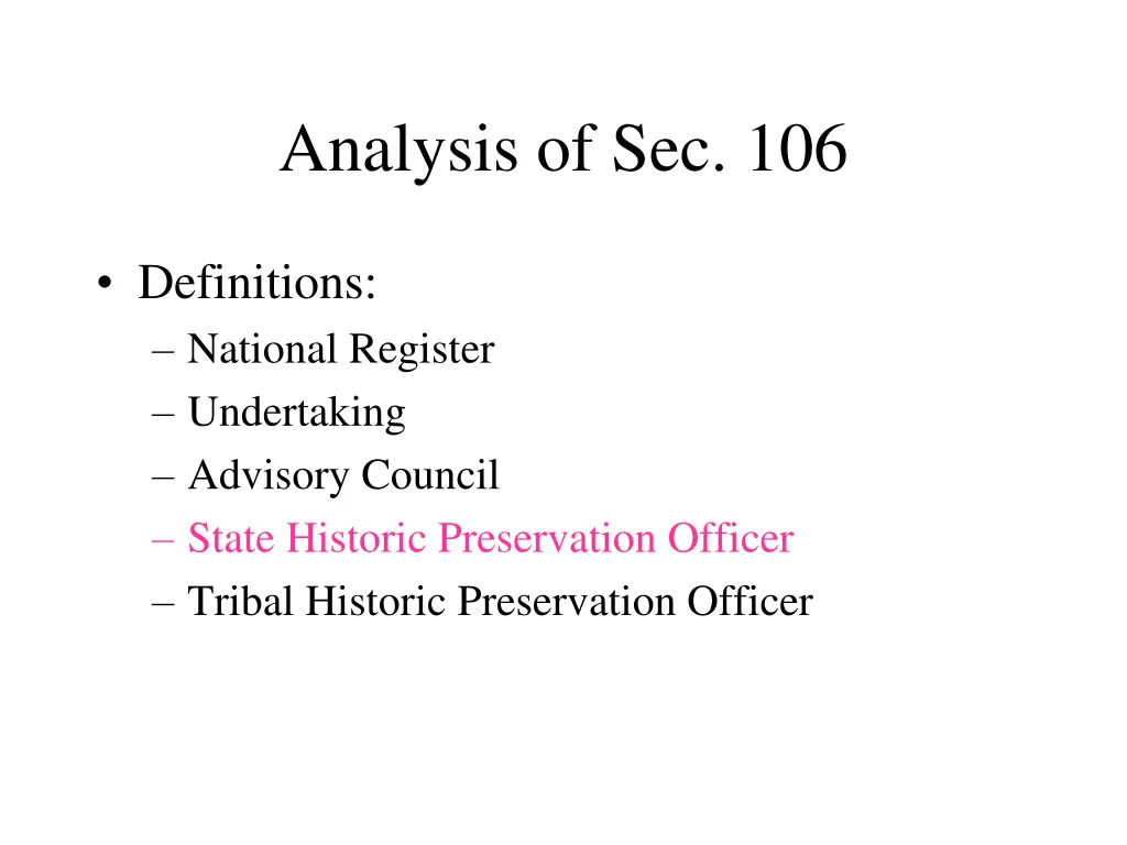 analysis of sec 106 2