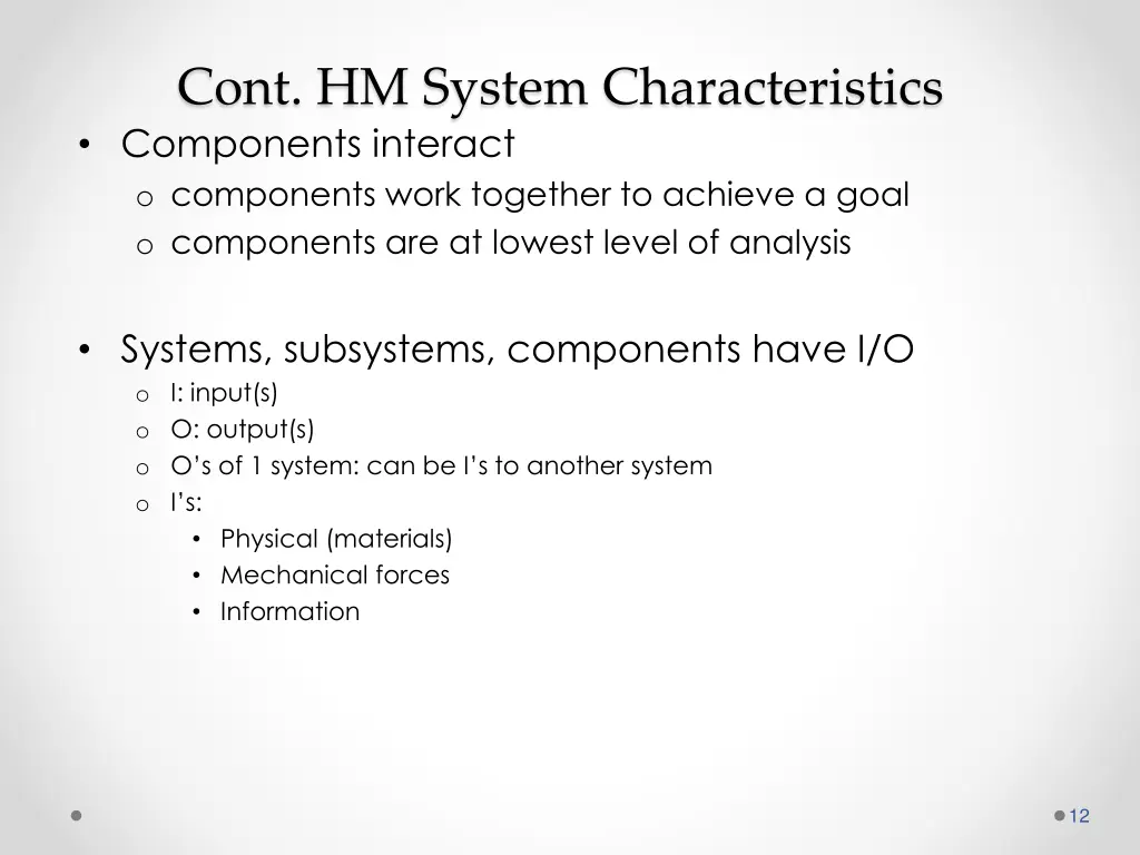 cont hm system characteristics components
