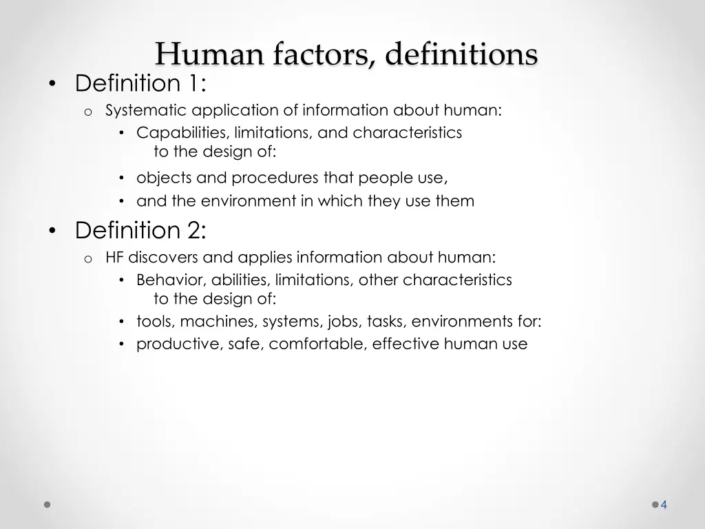 human factors definitions definition