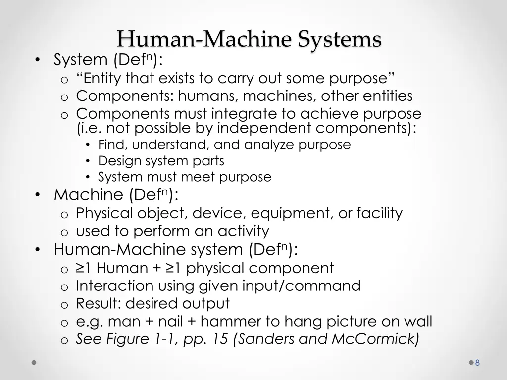 human machine systems system def n o entity that