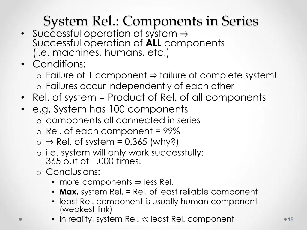 system rel components in series successful