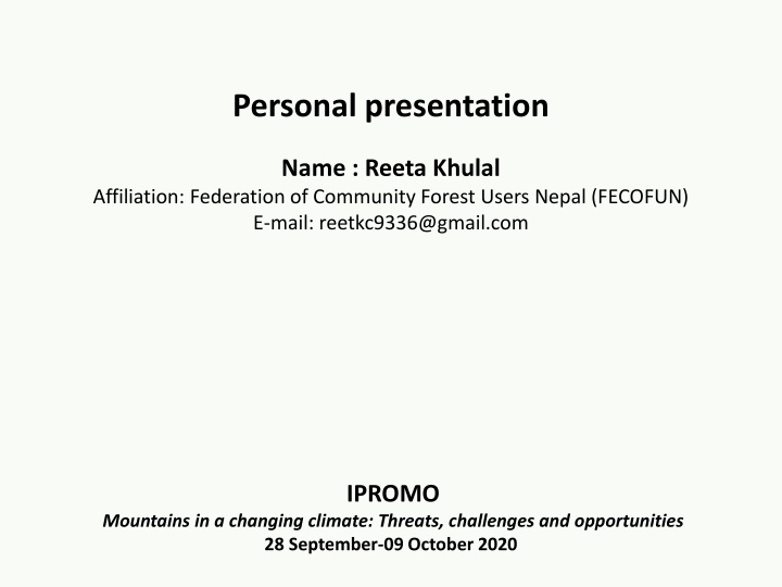 personal presentation