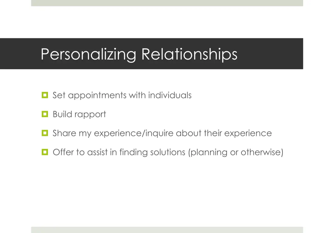 personalizing relationships